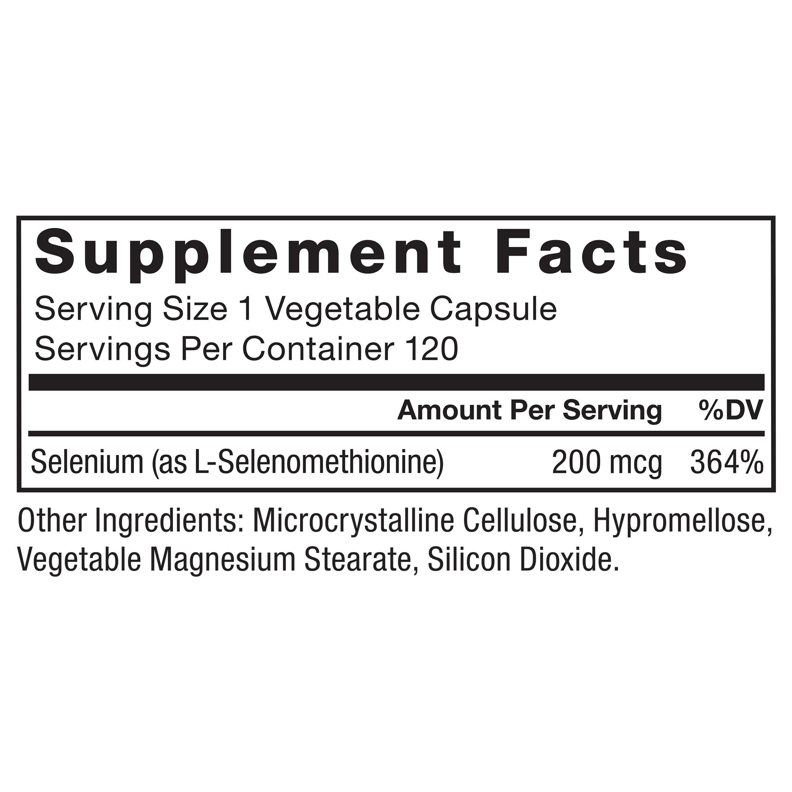 Force Factor Selenium 200mcg dosage on bottle