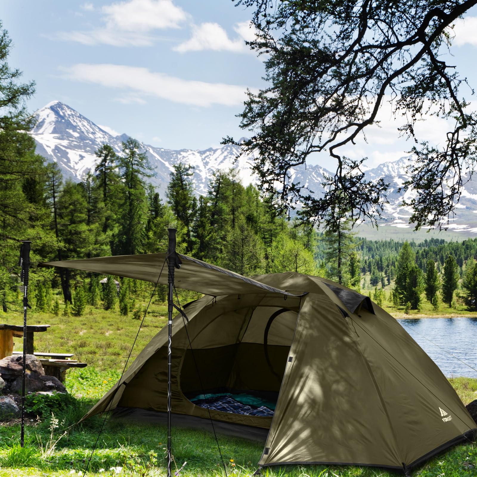 Forceatt Camping Tent dual doors and two vestibules design