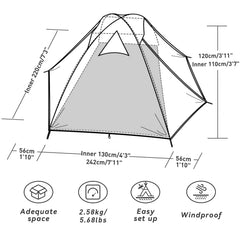 Forceatt Camping Tent packed size 41 x 14 cm