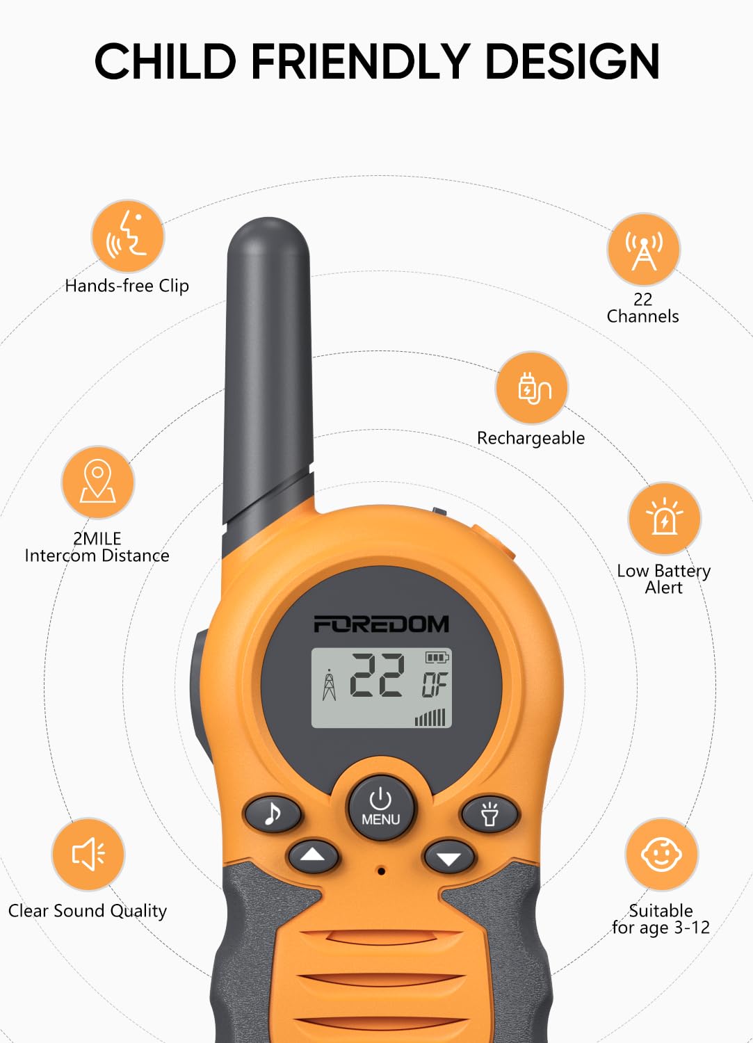 FOREDOM 22 channels walkie talkies for kids