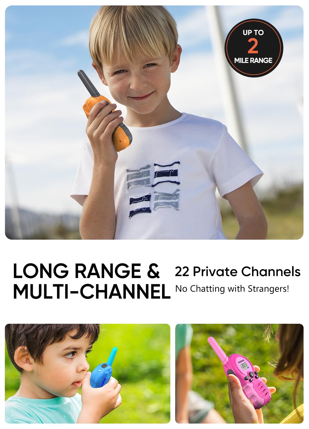 FOREDOM kids walkie talkies belt clip design