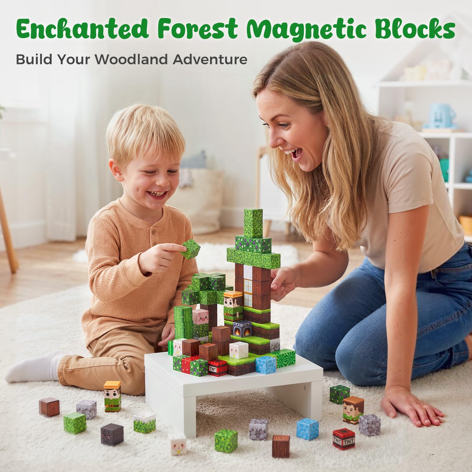 Forest adventure magnetic blocks about 0.8 inches each