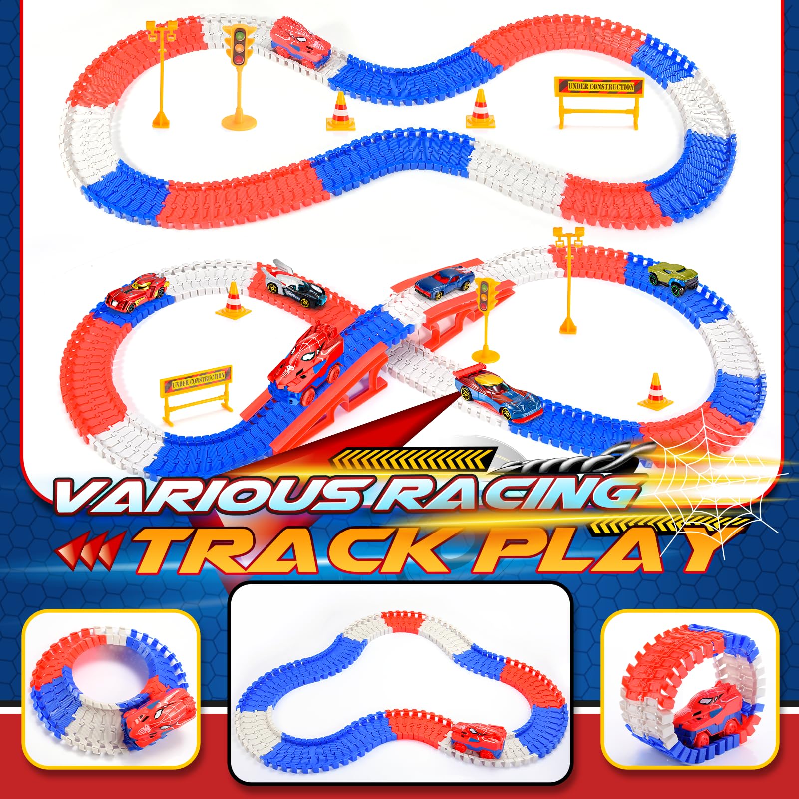 Traffic signs included with spider race track set