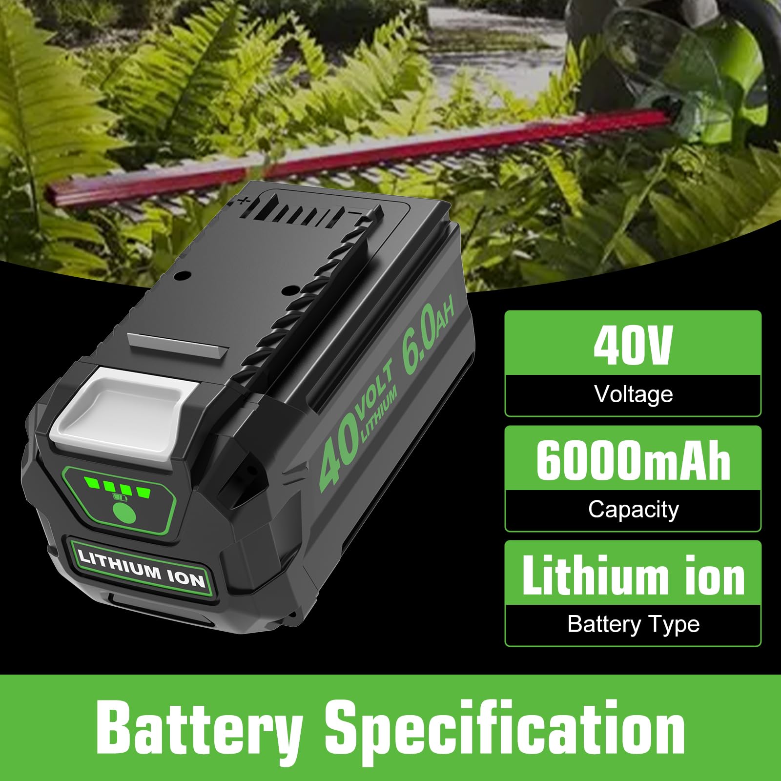 Lithium ion 40V 6000mAh replacement battery pack