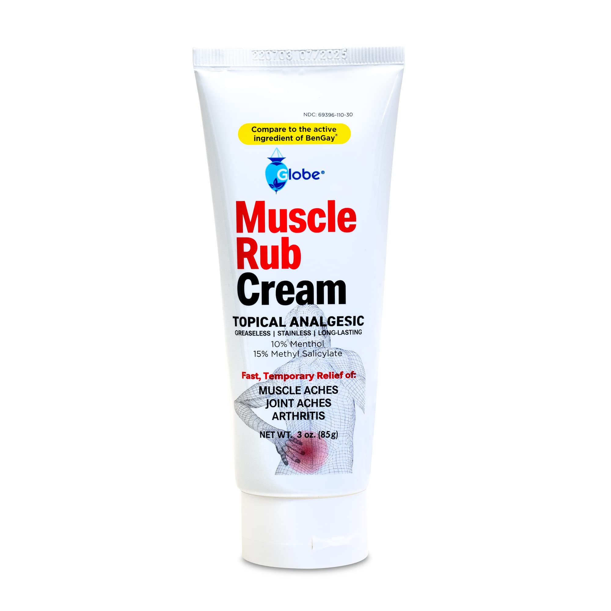 3 oz tube of Globe Ultra Strength Greaseless Cream