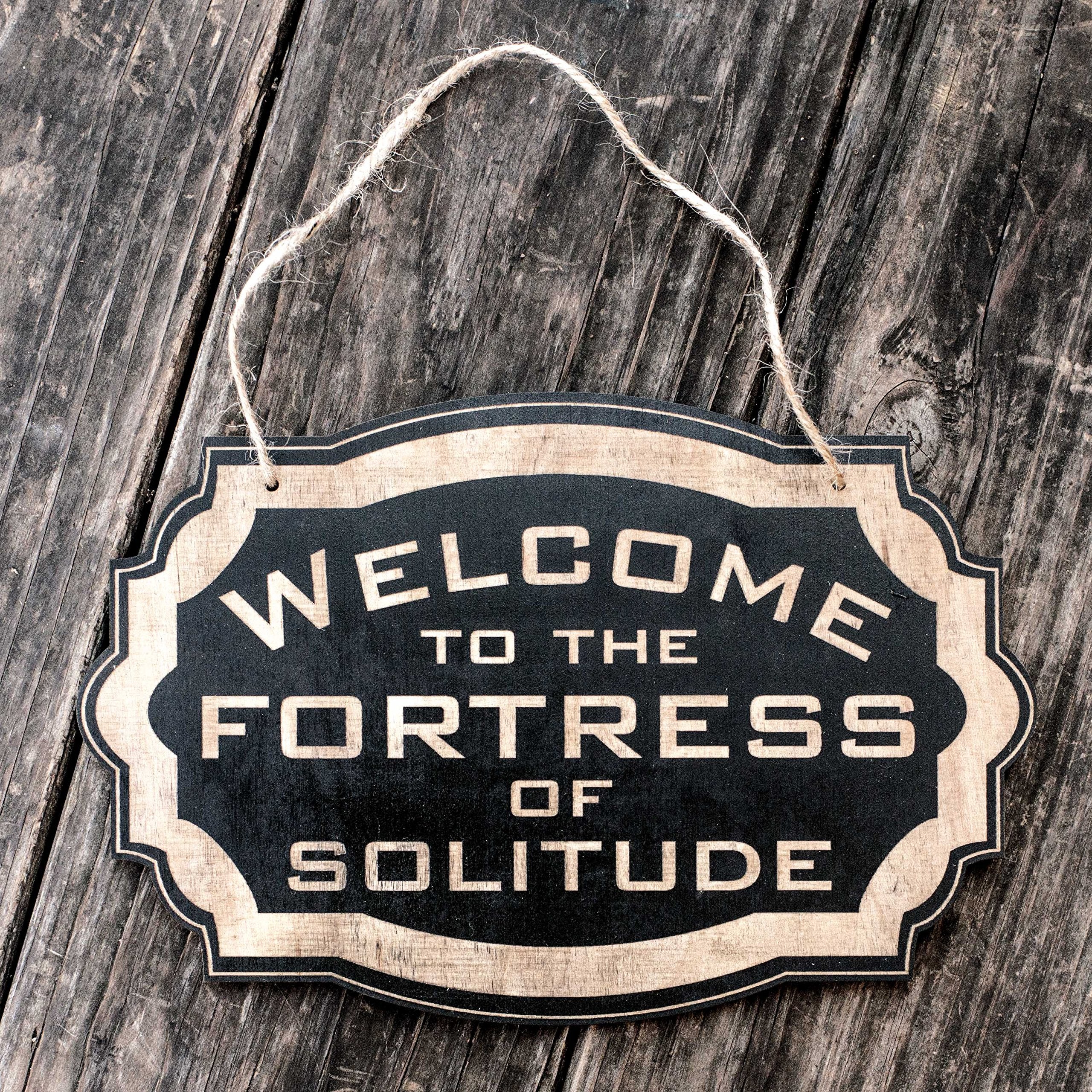 Fortress of Solitude themed wall sign 6x9 inches in black