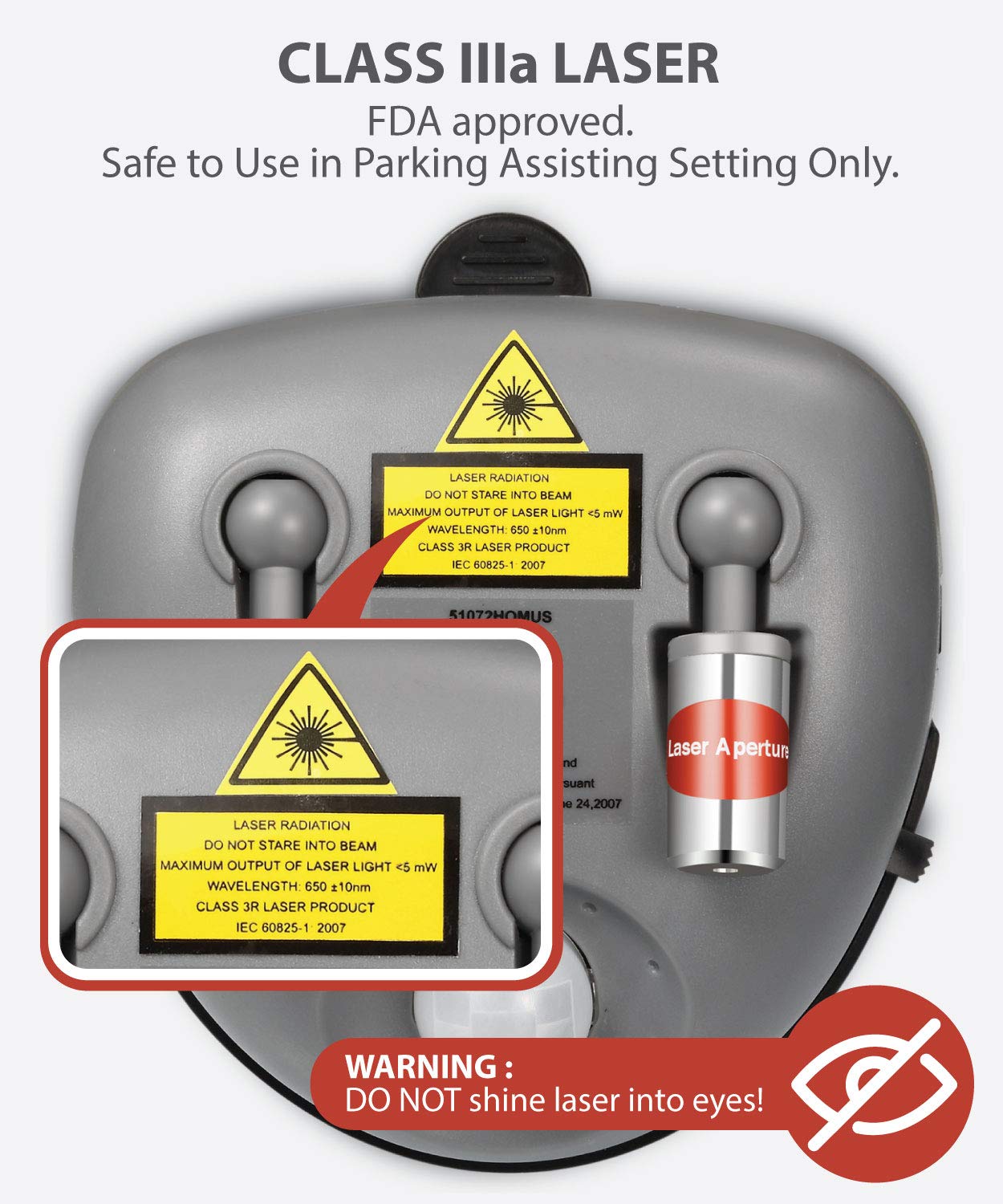 360-degree adjustable lasers for Fosmon garage parking assist