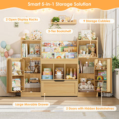 Two doors with hidden built-in bookshelves in FOTOSOK unit