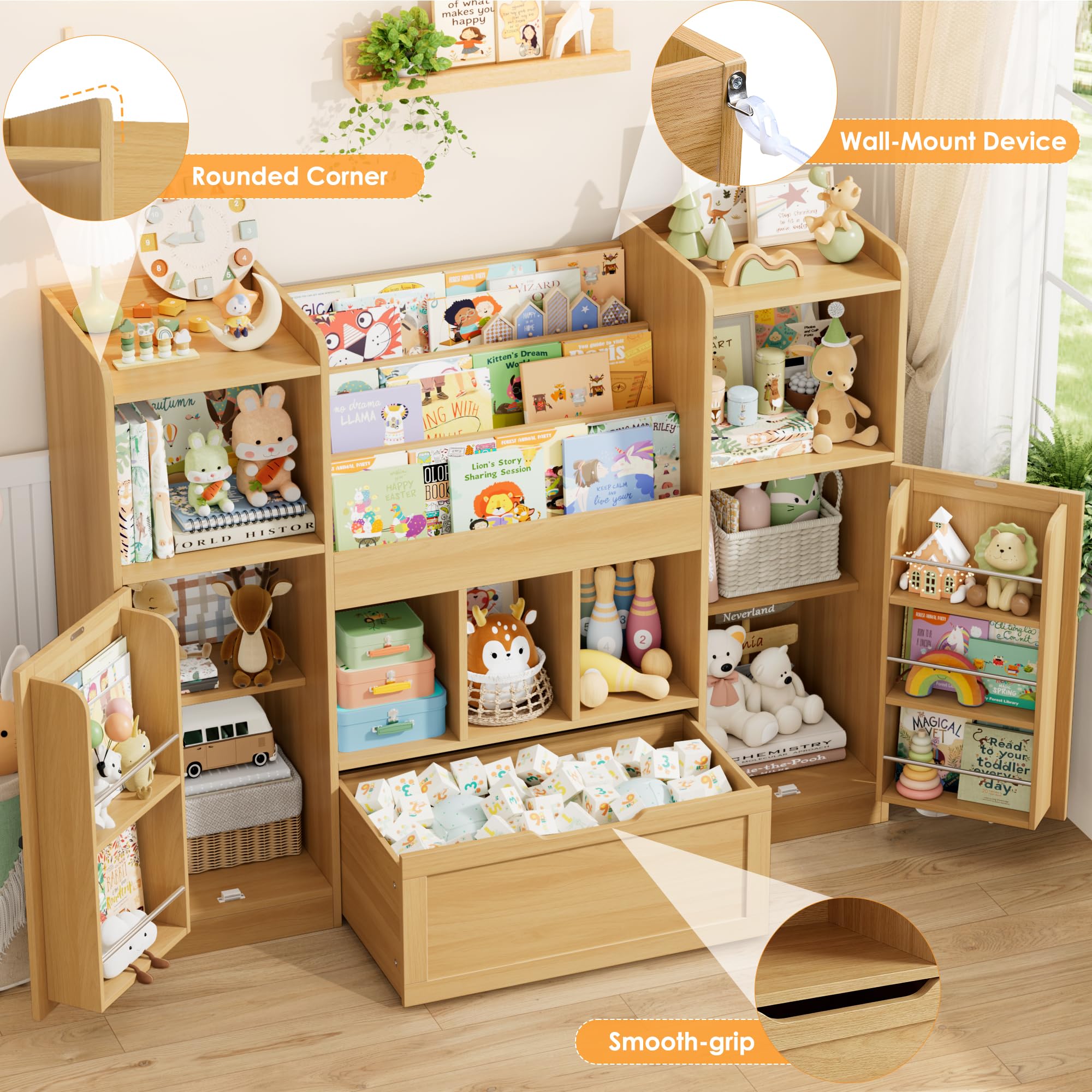 Movable drawers feature in FOTOSOK toy storage organizer