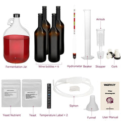 Four 34oz wine bottles included in kit