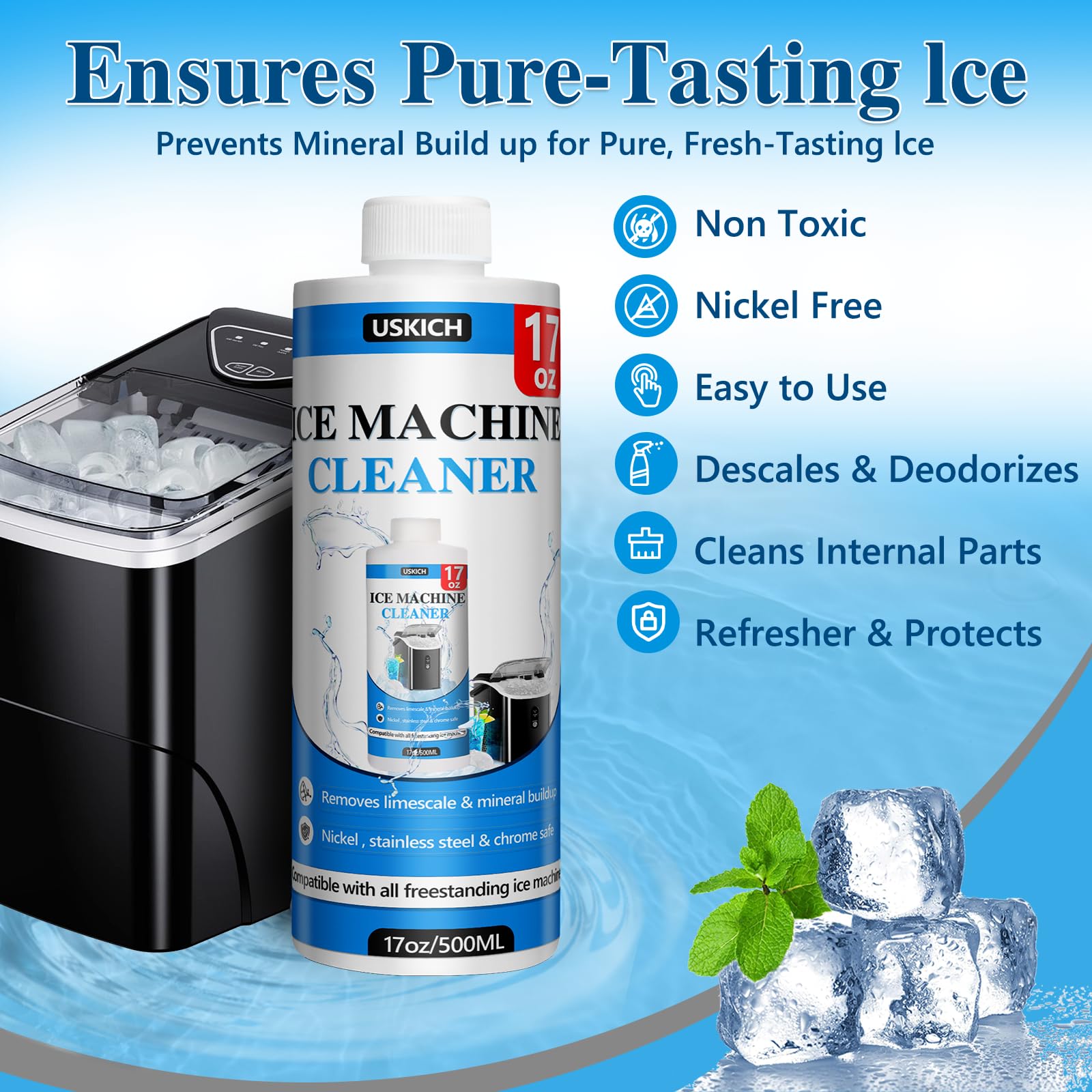 Four bottle descaler set for ice machines
