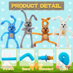 Retractable ears on Easter bunny pop tube toy