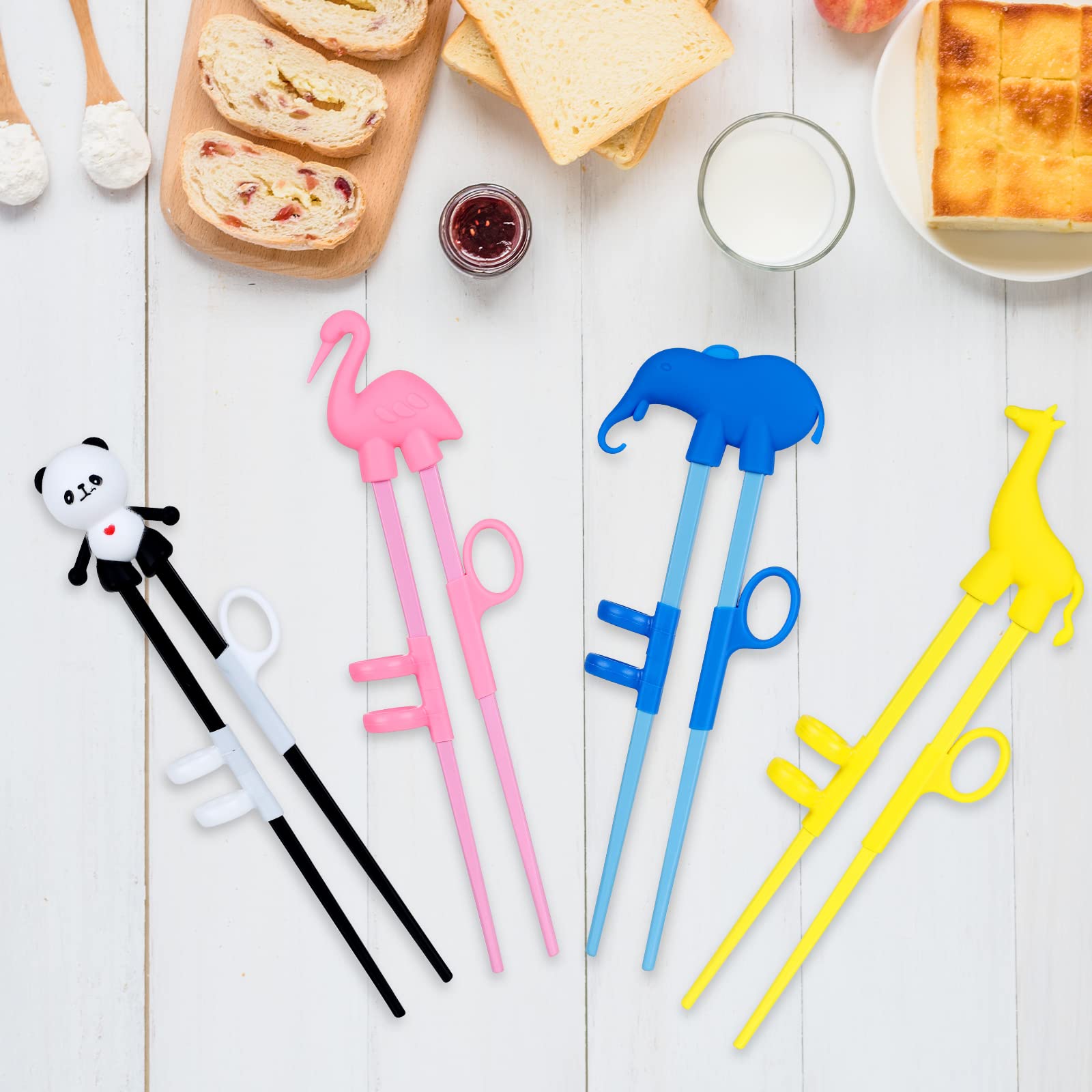 Chopsticks come in four colors pink yellow blue black