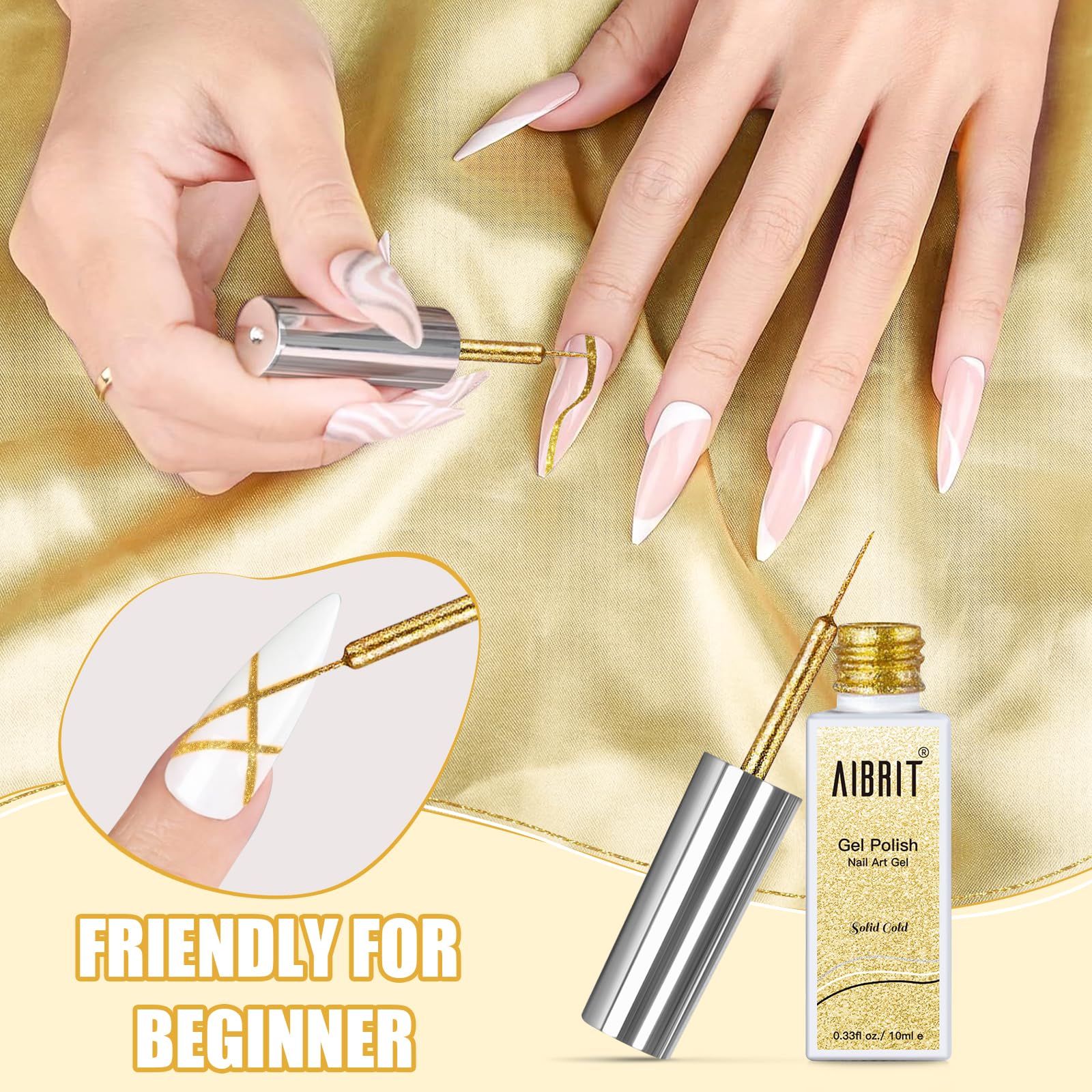 French tips swirl nail art ready with gel liner set