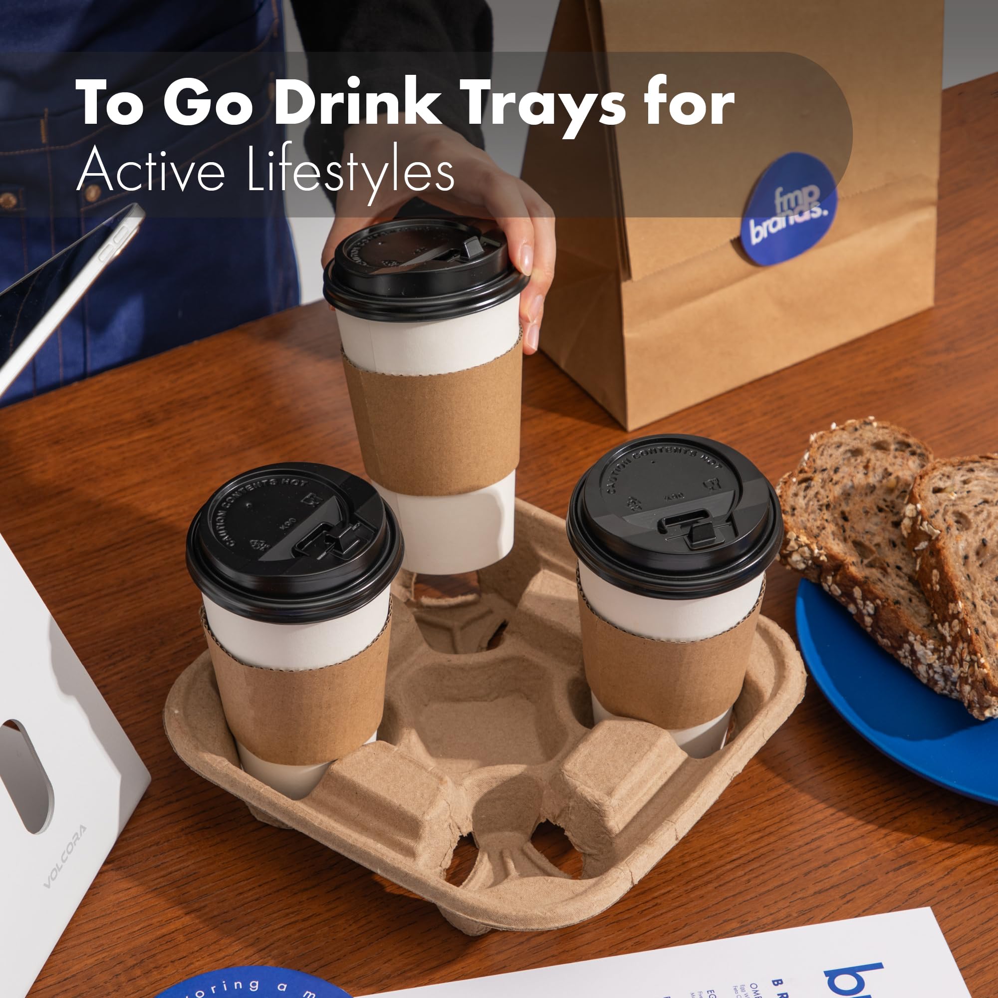 Four-cup carrier tray dimensions 9 by 9 by 1.75 inches