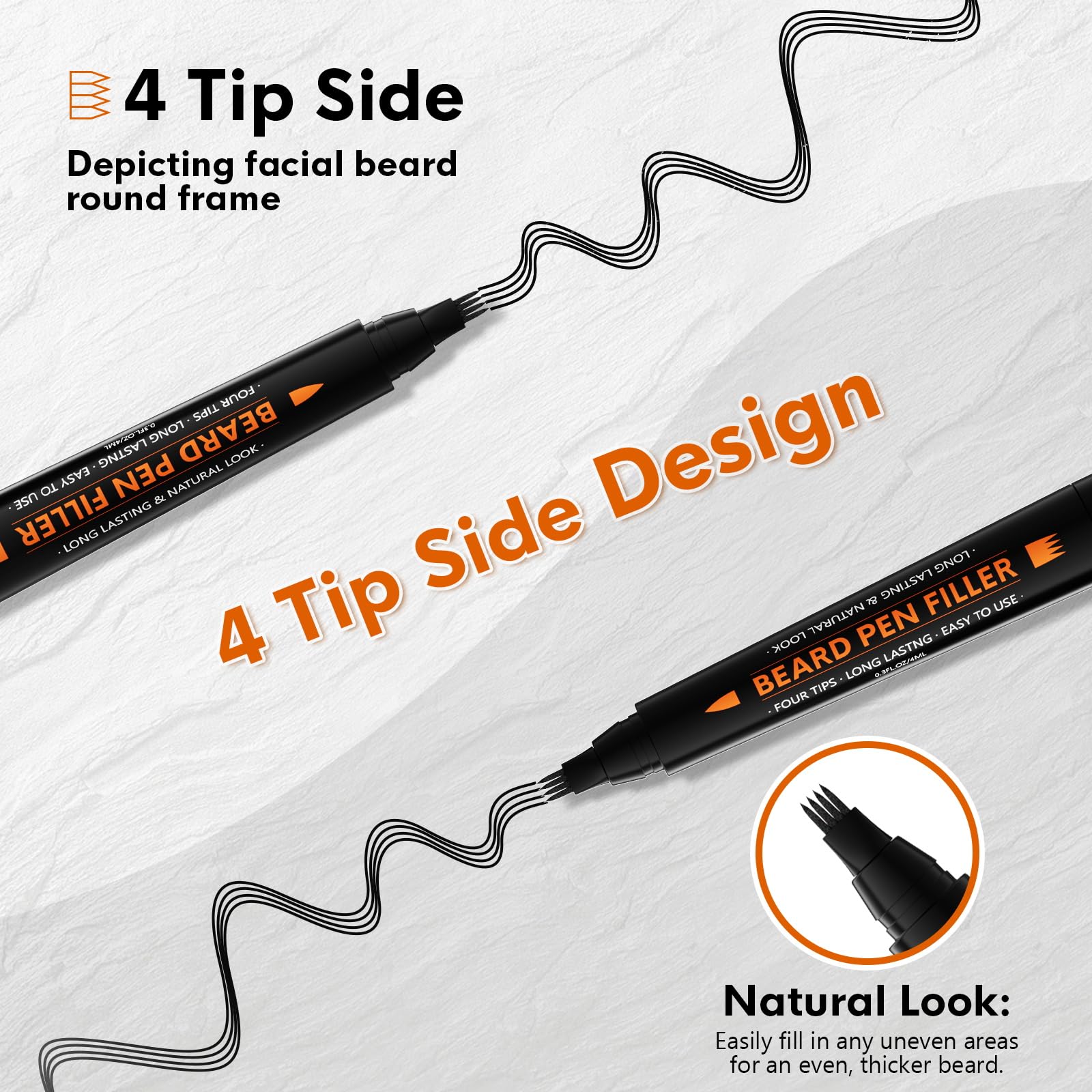 Four-fork tip beard styling pen close up