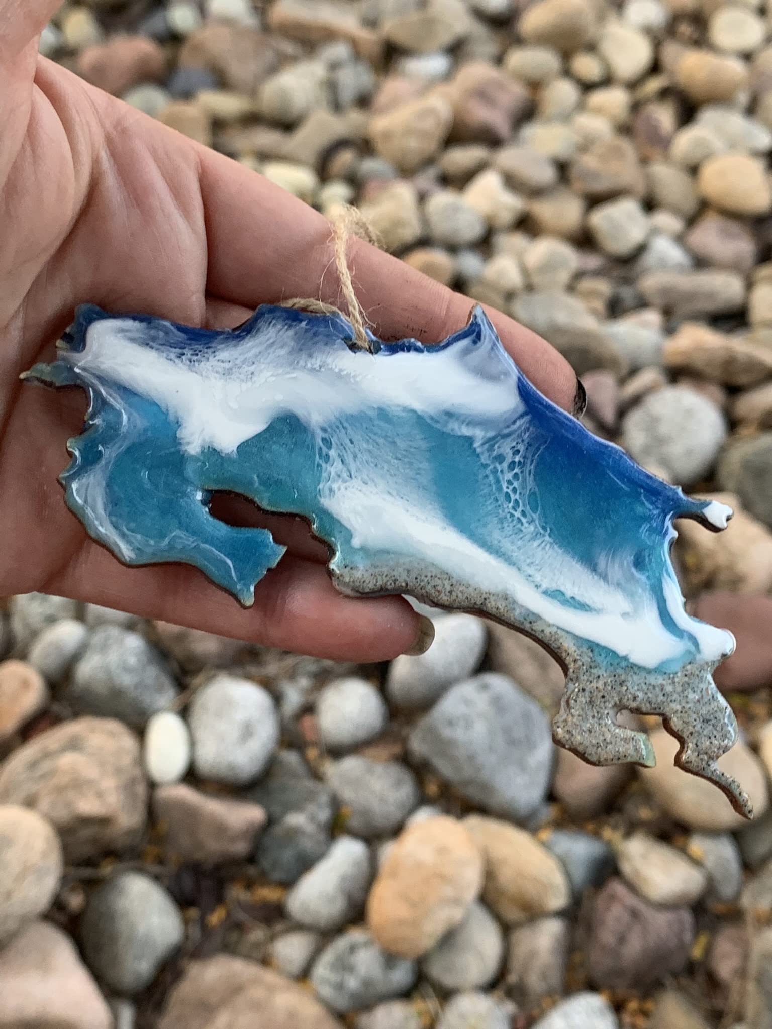 4 Inch Ornament showing ocean waves and real sand