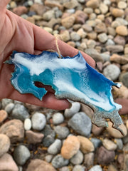 4 Inch Ornament showing ocean waves and real sand
