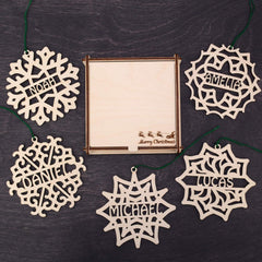 Ornament showing gift box packaging for holiday gifting