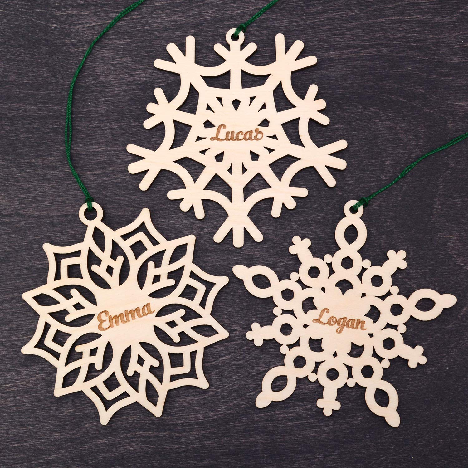 Snowflake shaped wooden ornament decoration