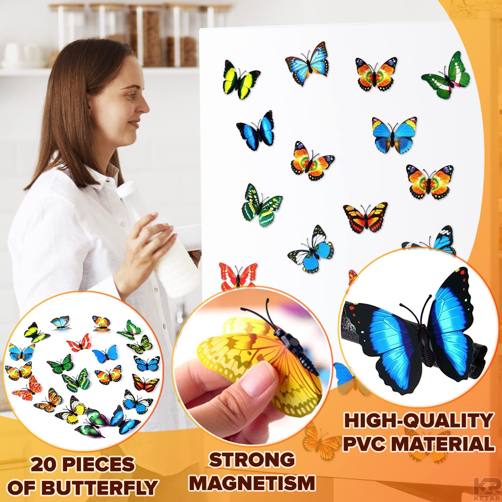 four inch pvc butterfly decorations magnets