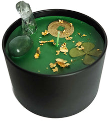 Gold leaf topping on Good Luck Intention Candle