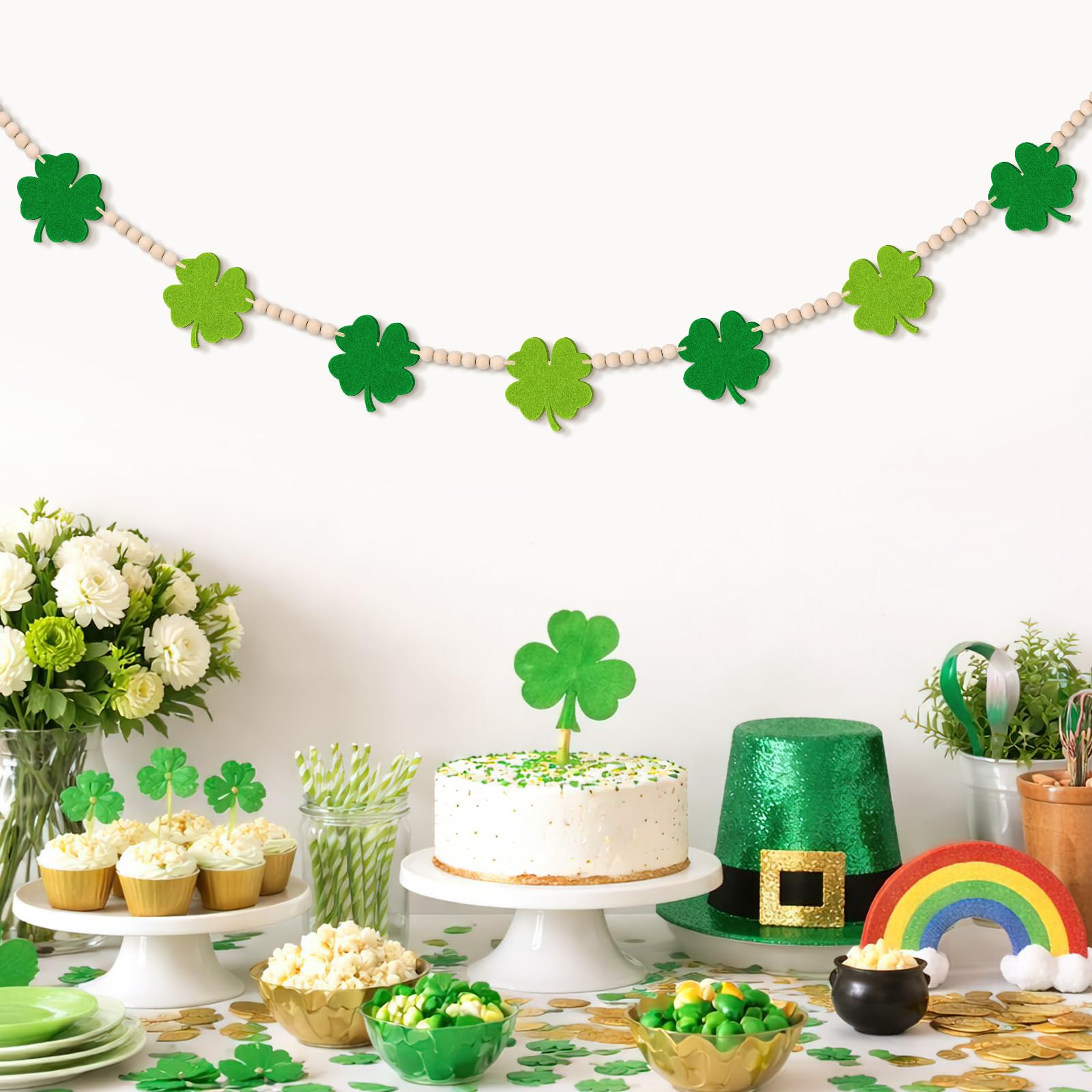 Four leaf clover garland suitable for mantel and doorway
