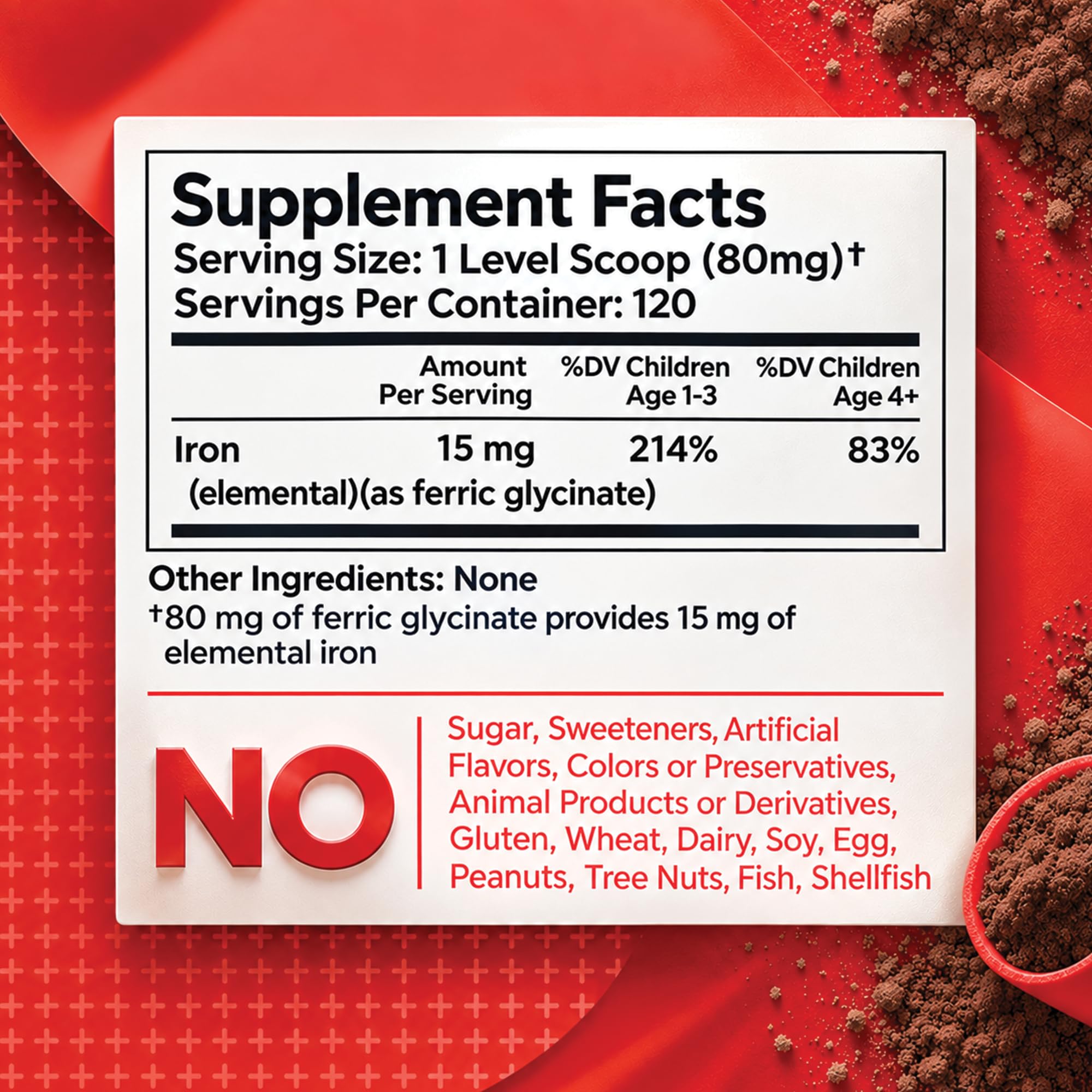 Label close up for Tasteless Iron for Kids + Toddlers four month supply