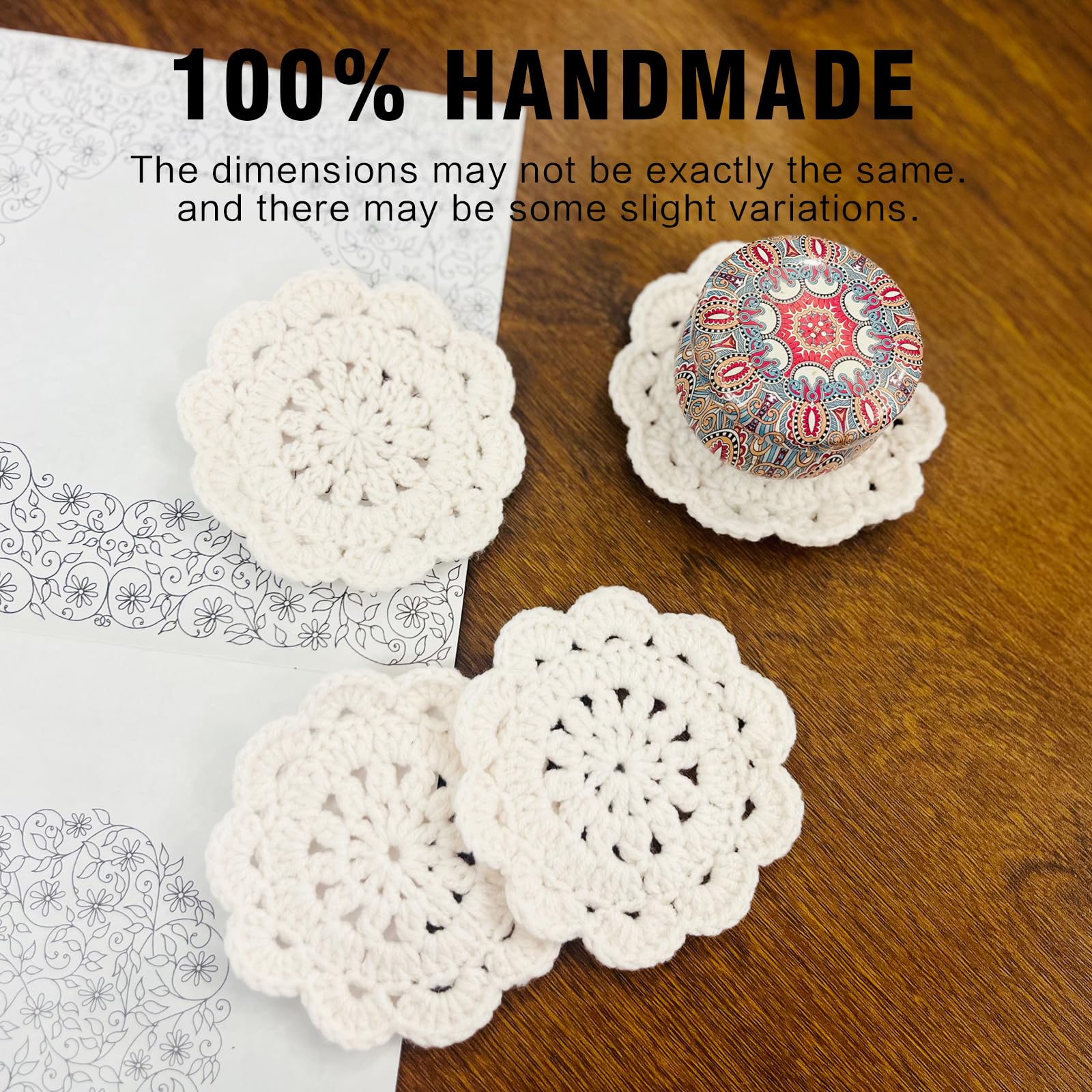 Chenille yarn coaster set for home decor