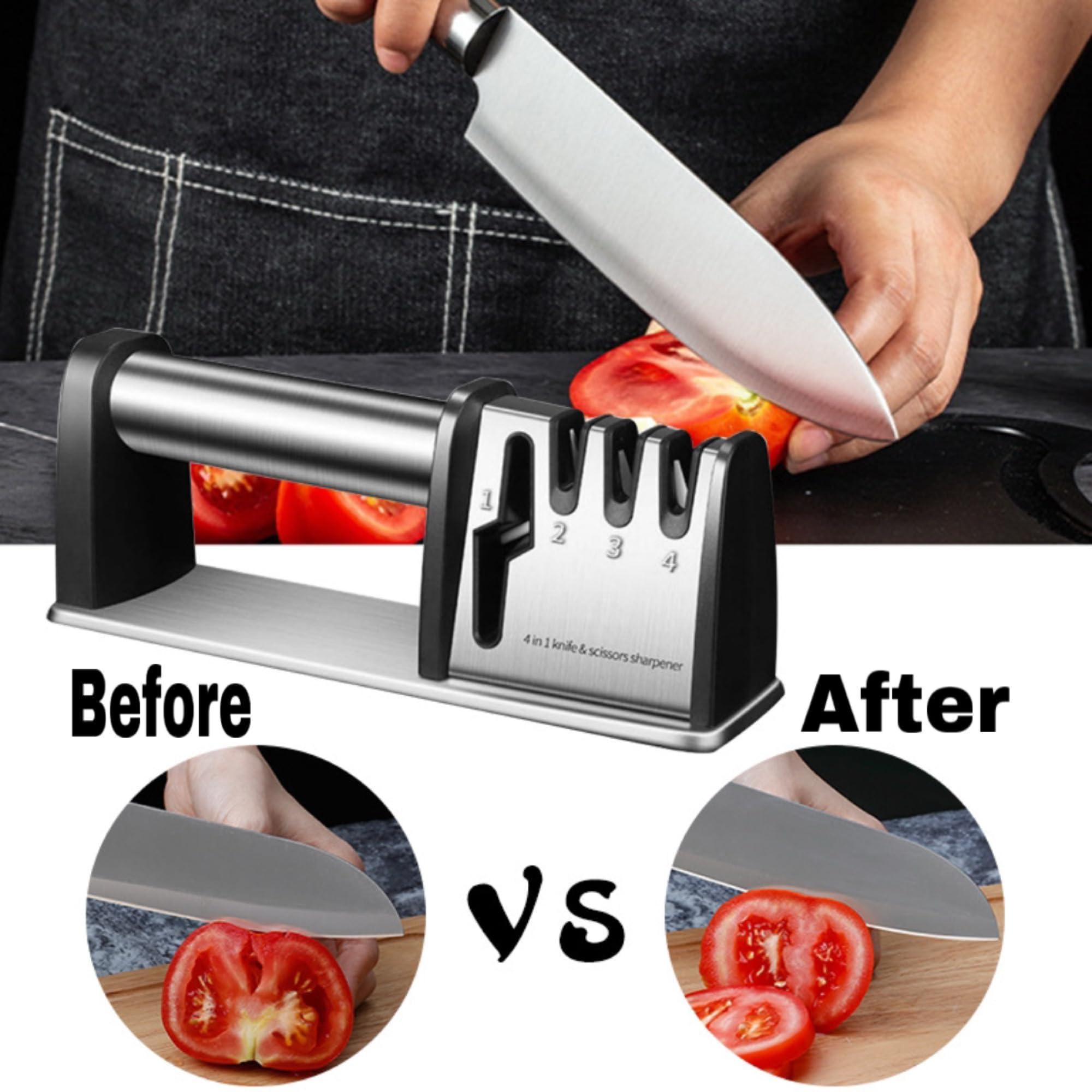 Global kitchen use knife and scissors sharpener for home cooks