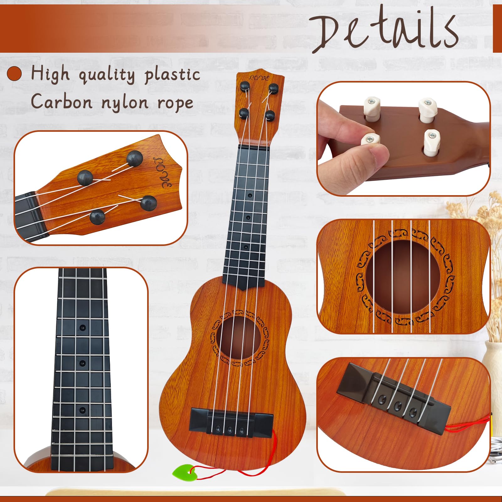 Lightweight plastic ukulele toy for preschoolers