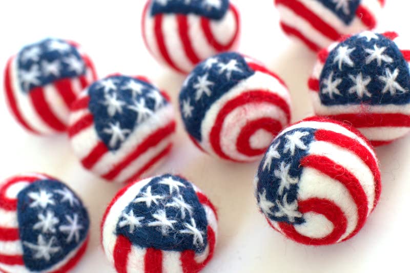 Fourth of July felt ball decor for bowls or trays