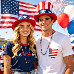 Red white blue designs with star and stripe motifs