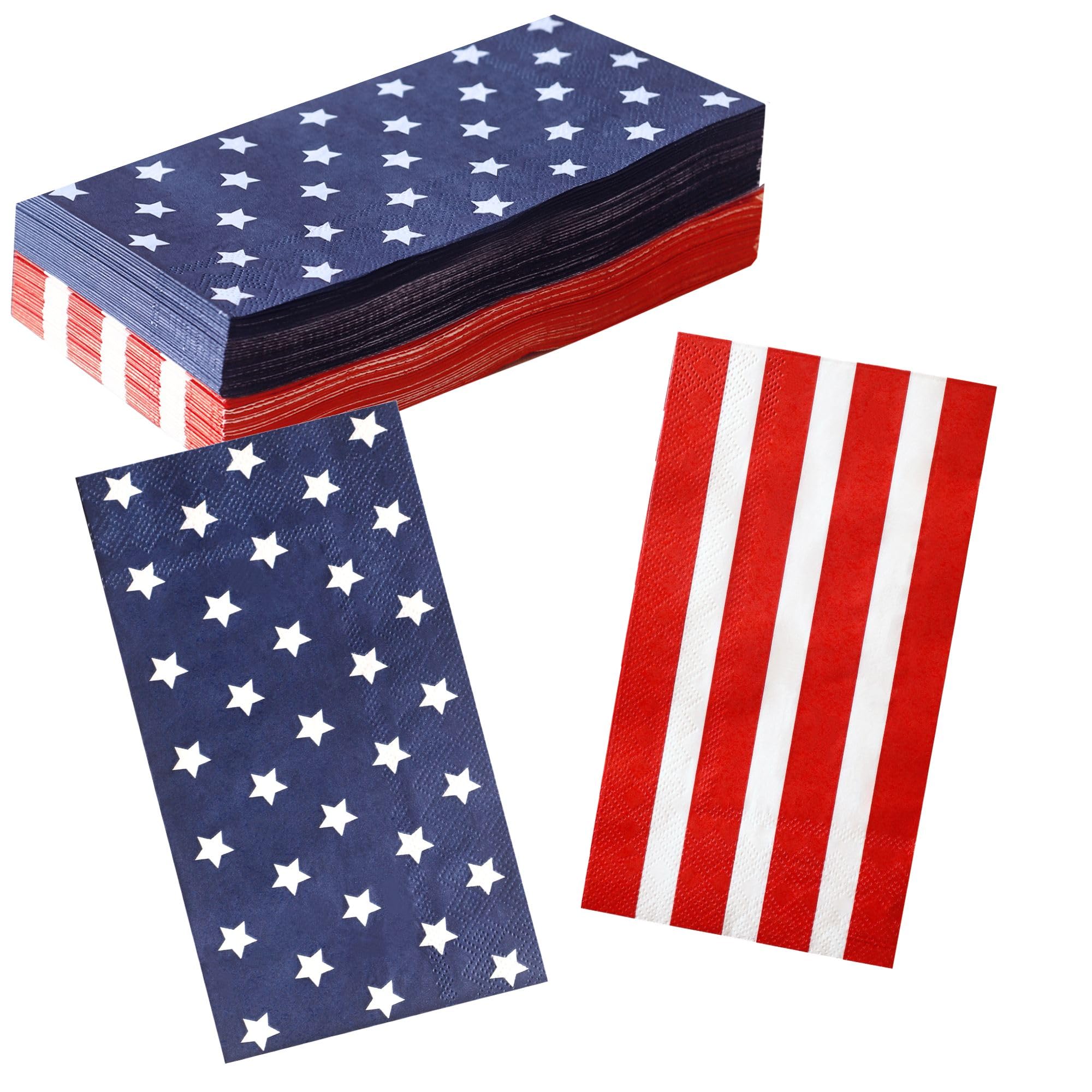 Fourth of July guest napkins 50 pack 8x4.3 inches folded