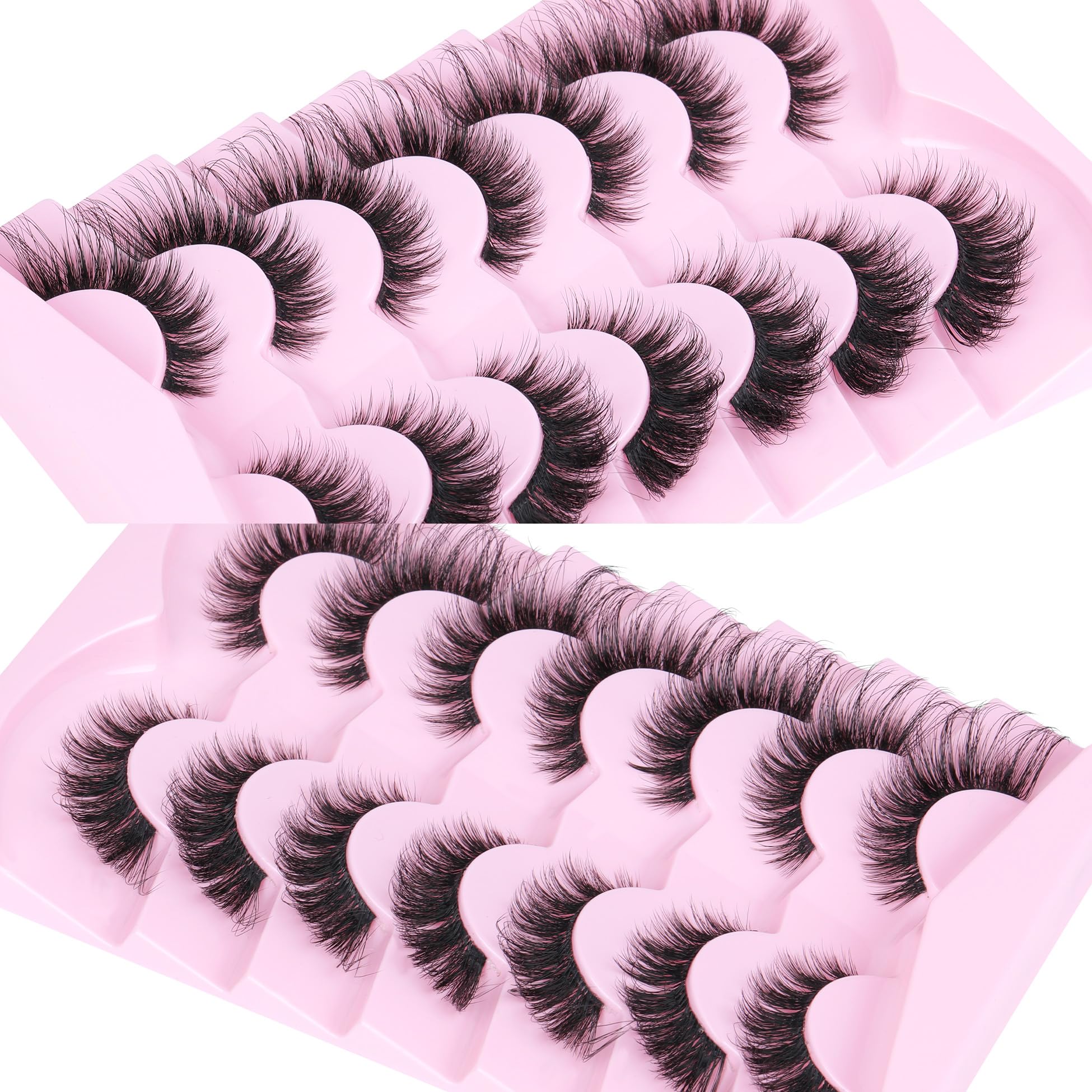 Premium synthetic wispy lashes cat eye 7 pairs