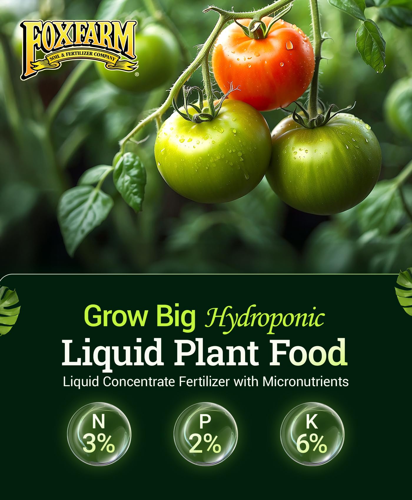 FoxFarm 3-2-6 hydroponic liquid fertilizer label