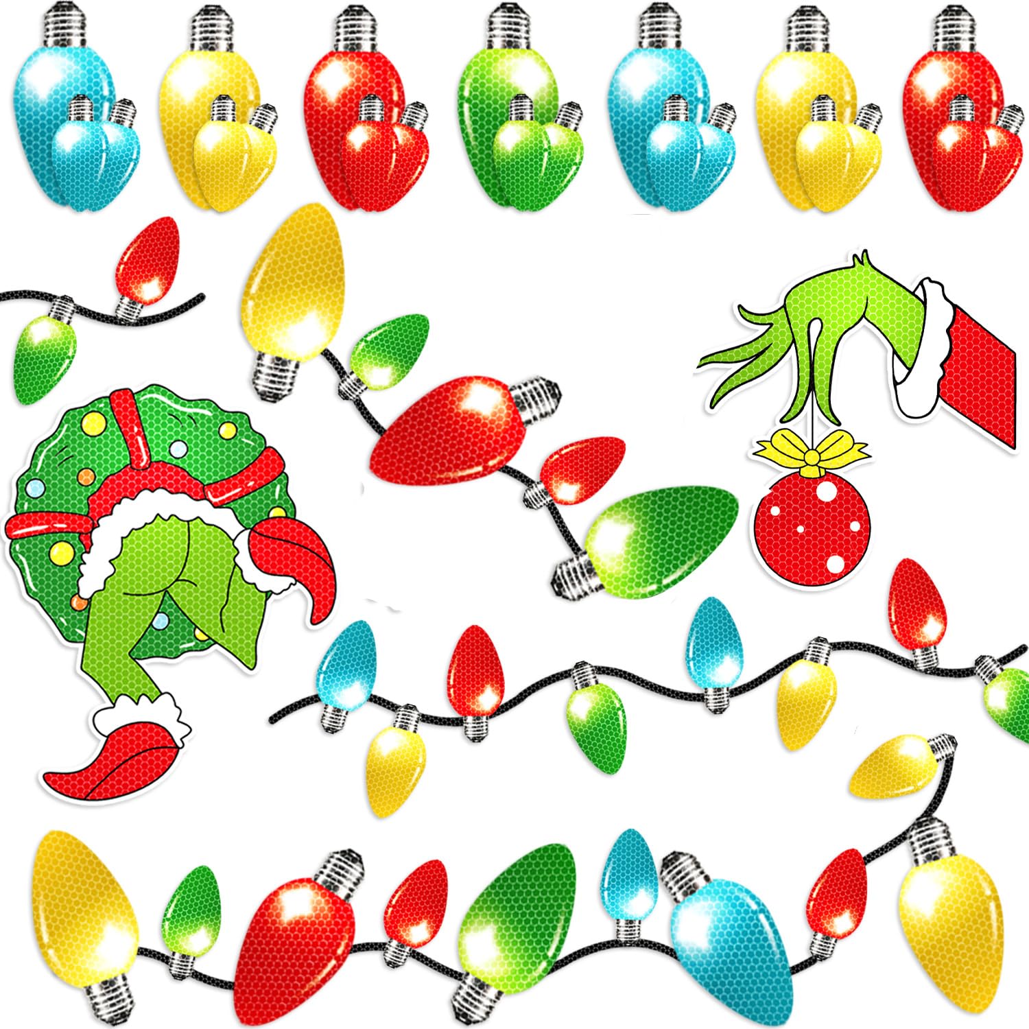 Fprl 45 PCS Reflective Christmas Magnets Set on a car surface