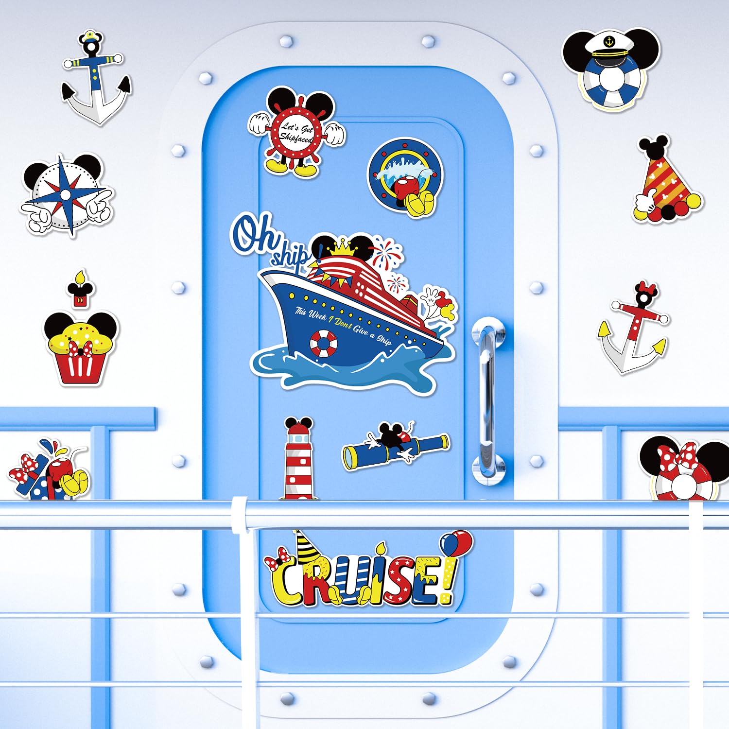 Magnetic stickers designed for cruise cabin doors and more