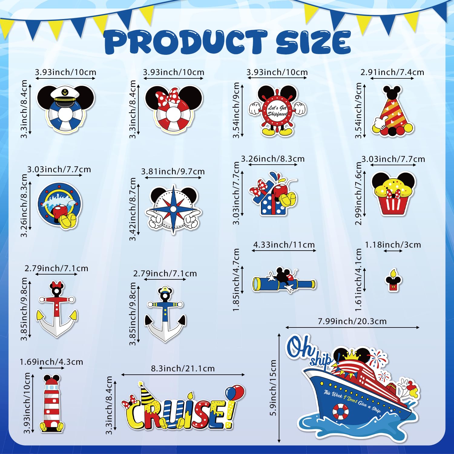 Cruise ship magnet set with ship wheel life ring and anchors by Fprl