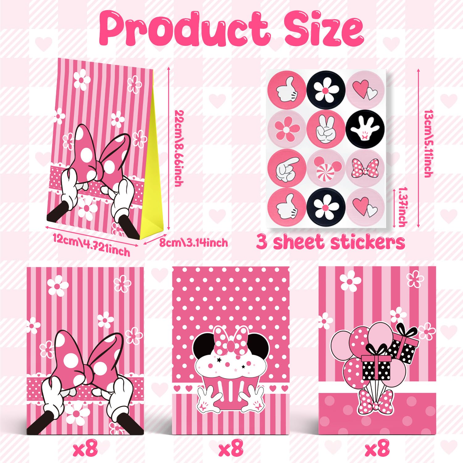 Mouse Party Favor Bags with 27 stickers in two styles