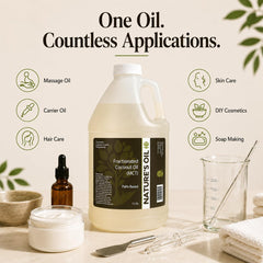 Gallon size fractionated coconut oil Nature's Oil for skin care