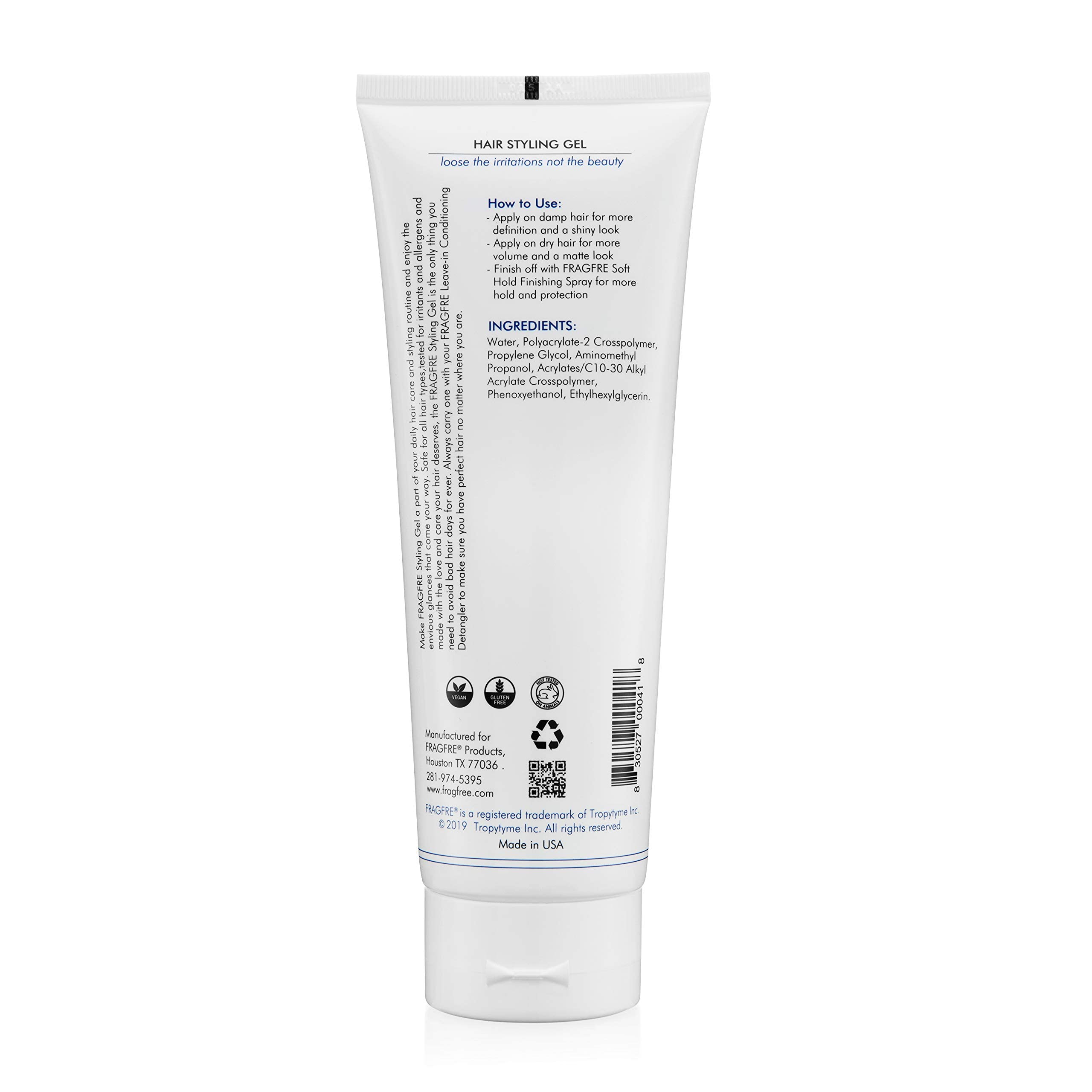fragfre hair styling gel 1-pack packaging