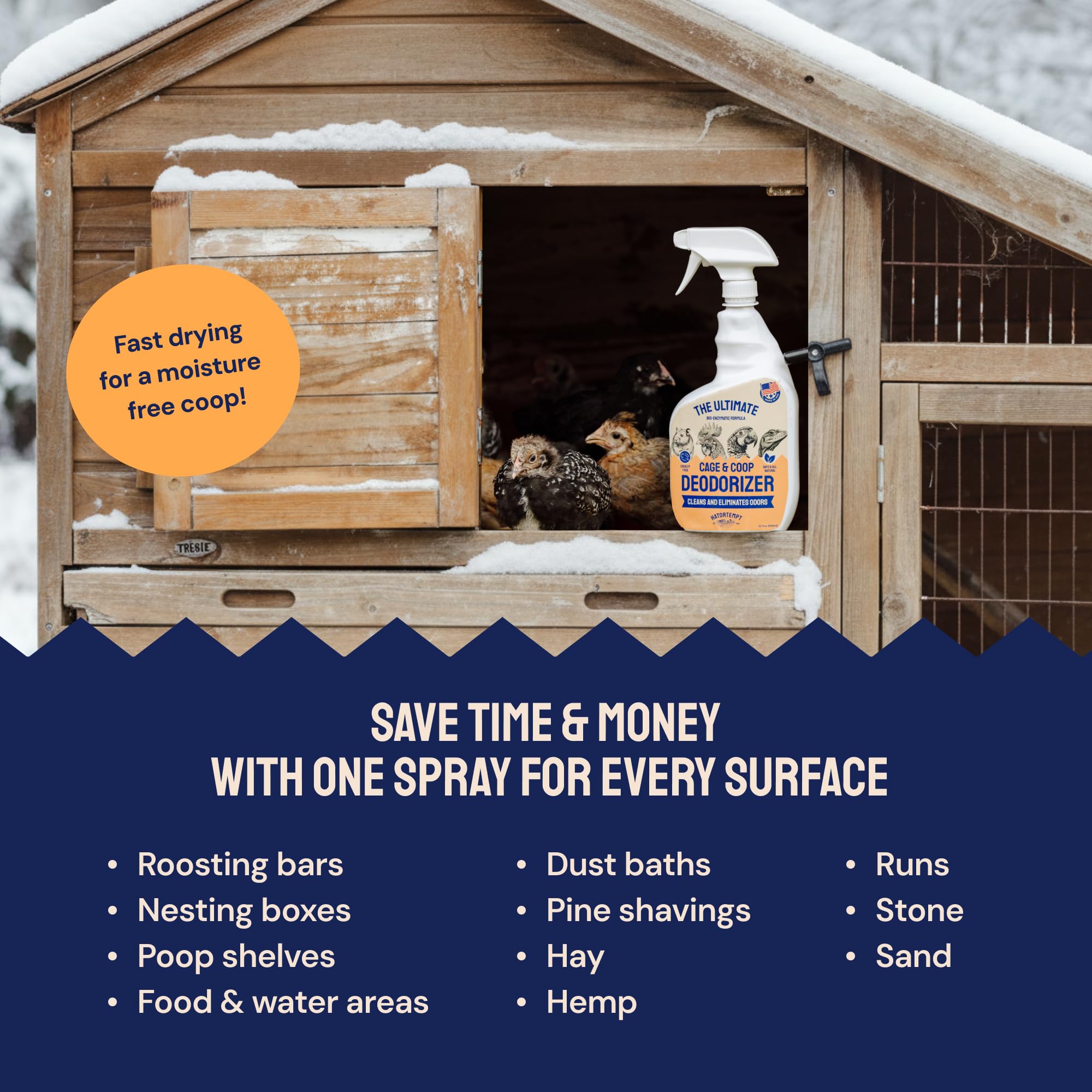 Fragrance-free ammonia odor eliminator for coops