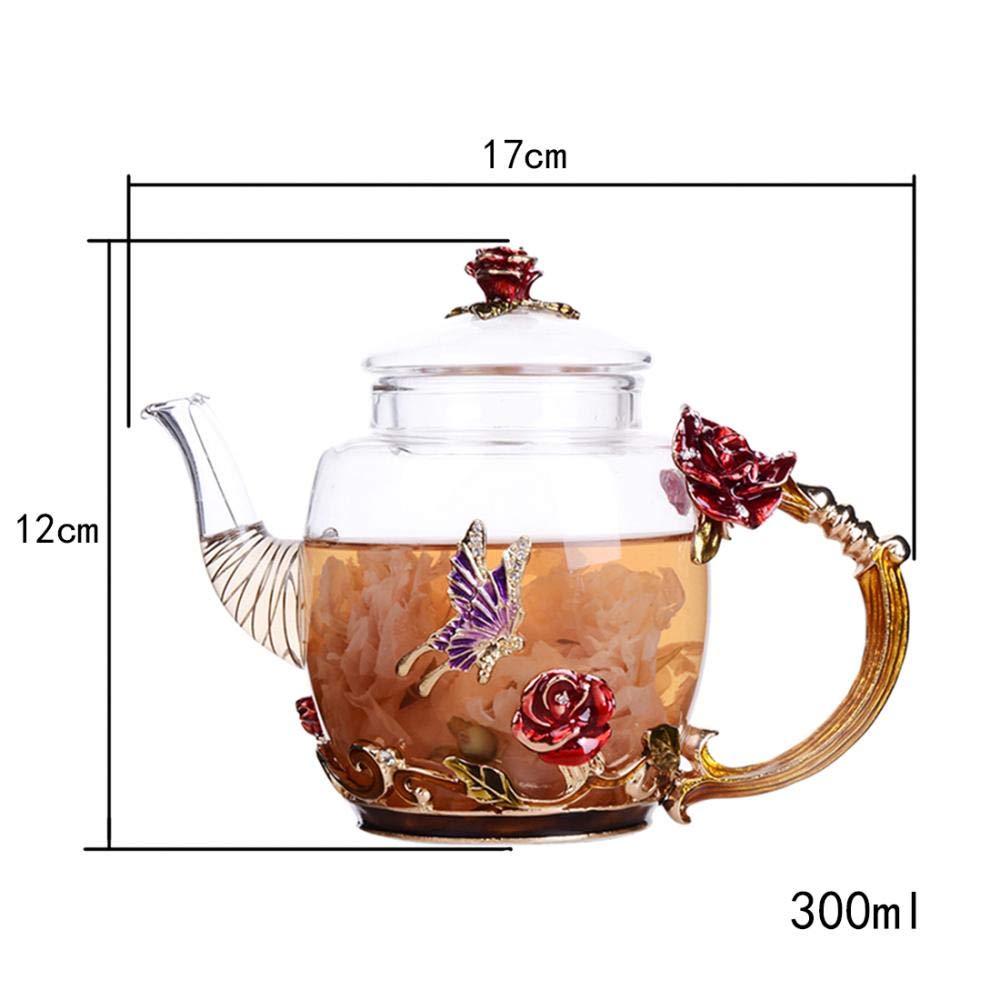 Glass teapot with infuser suitable for blooming tea and loose leaf tea