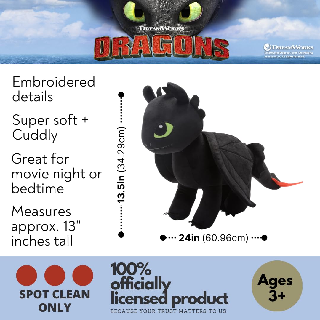 Toothless dragon plush cuddle pillow buddy close view Franco 24x13x7