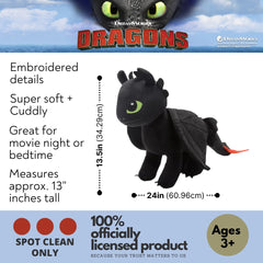 Toothless dragon plush cuddle pillow buddy close view Franco 24x13x7