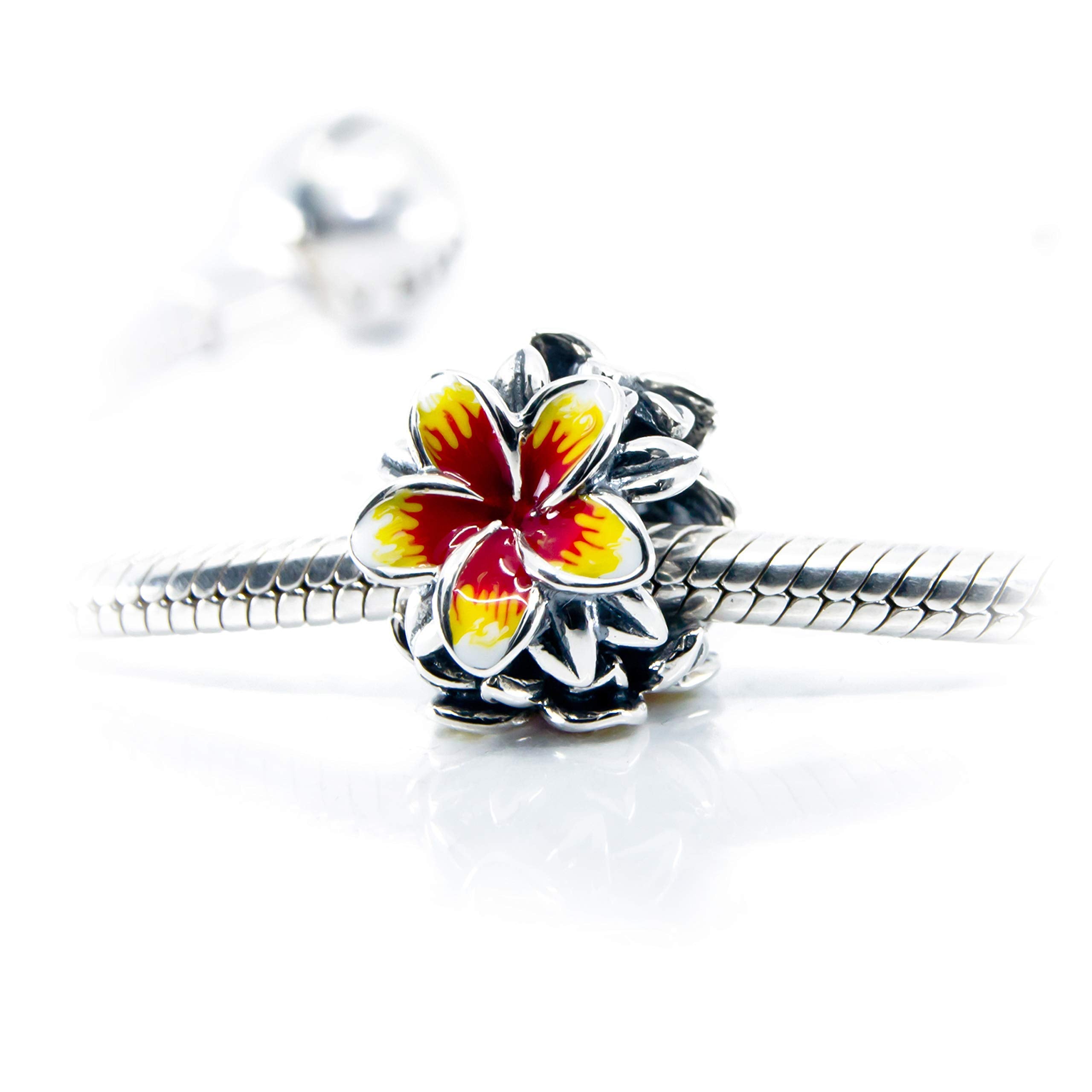 Frangipani flower charm sterling silver 925