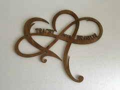 FranJohnsonHouse infinity heart wedding sign dark wood 9x8