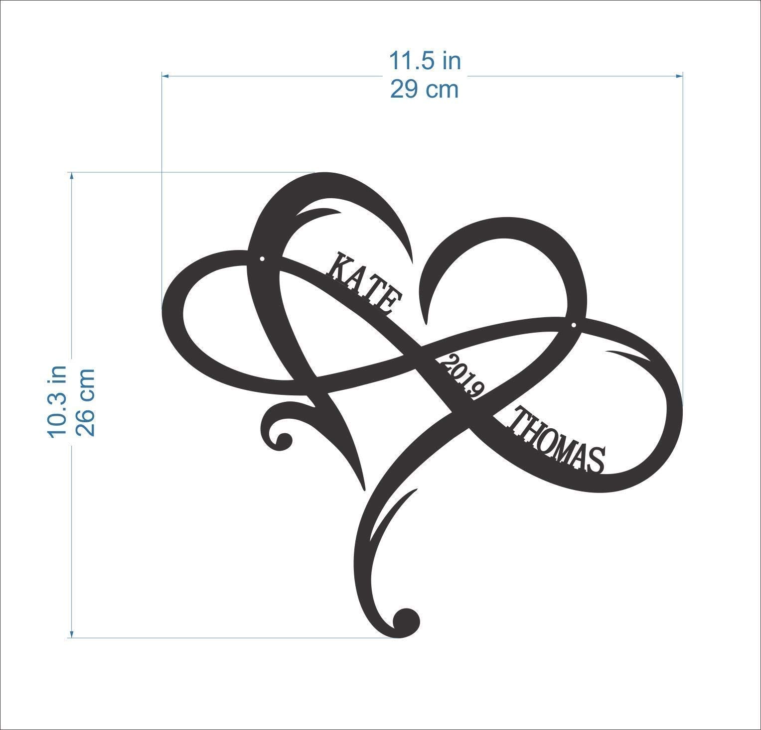 FranJohnsonHouse infinity heart wedding sign light wood 9x8
