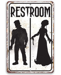 Frankenstein Restroom sign metal 8x12 mounting holes
